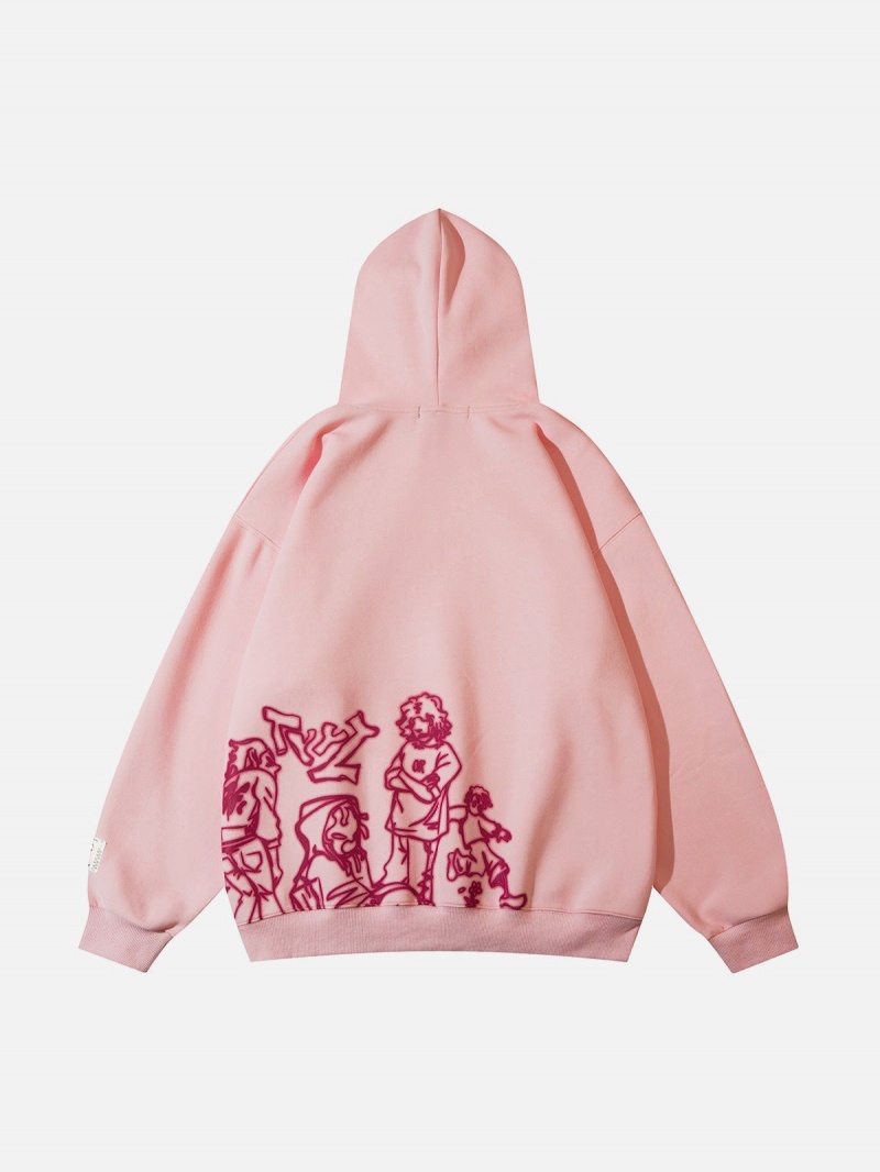 Rose  Sweat a Capuche Aelfric Eden Cartoon Line Character Print - ZHT-7310575